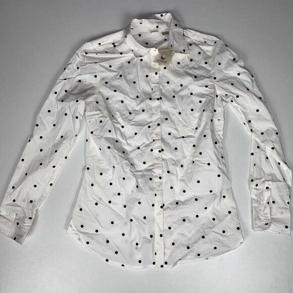 A. Moon Polka Dot Button Down Shirt White Size Small NWT - Picture 3 of 8